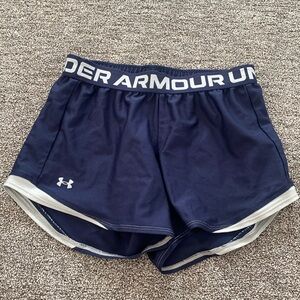Navy blue and gray Under Armor athletic shorts